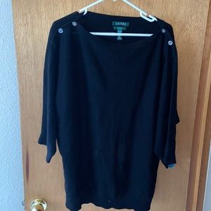 Ralph Lauren 3x black button shoulder sweater